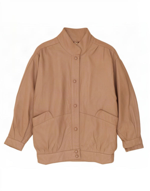 Vintage Damen Übergroße Lederjacke UK 10 Small Beige