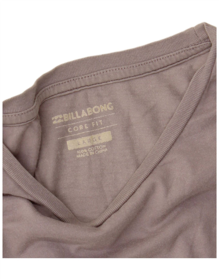 BILLABONG Mens T-Shirt Top Large Grey Cotton