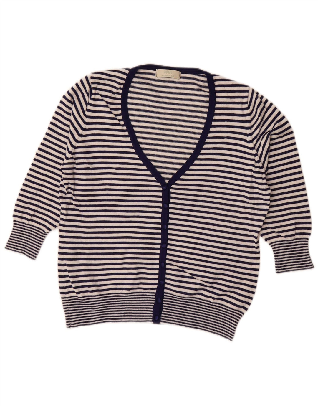 Marks & Spencer Damen-Cardigan-Pullover UK 14 Medium Navy Blue Nautical