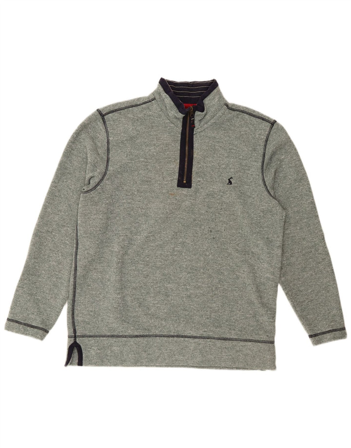 JOULES Herren-Sweatshirt mit Reißverschluss am Hals, großes, grün meliertes Polyester