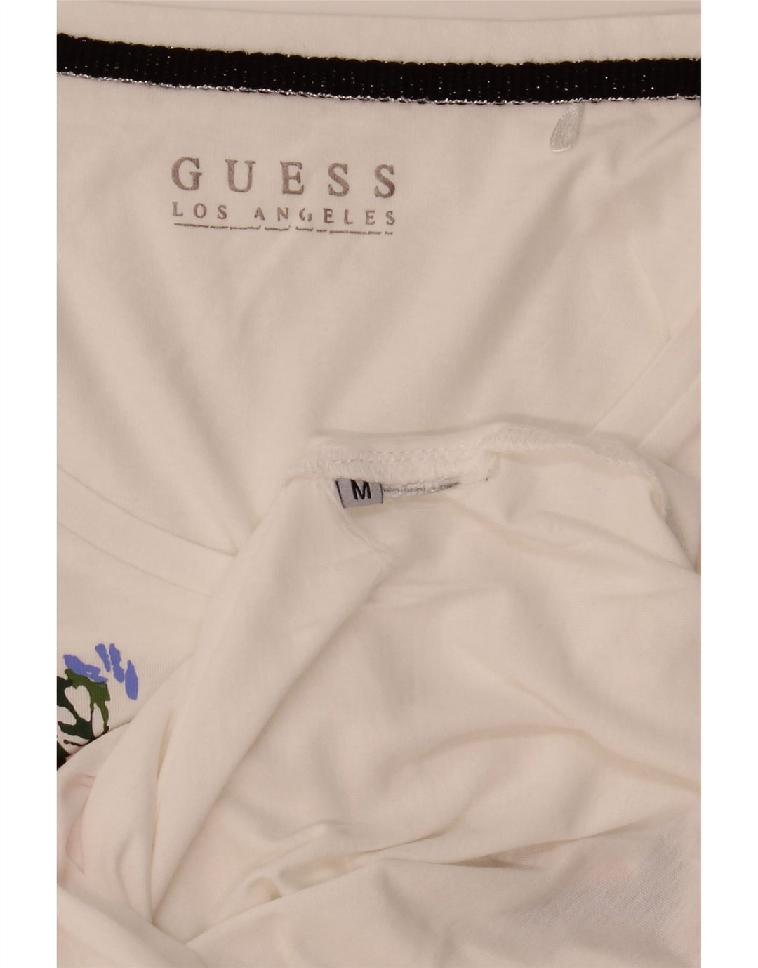 Guess Damen Grafik-T-Shirt-Oberteil UK 12 Medium Weiß