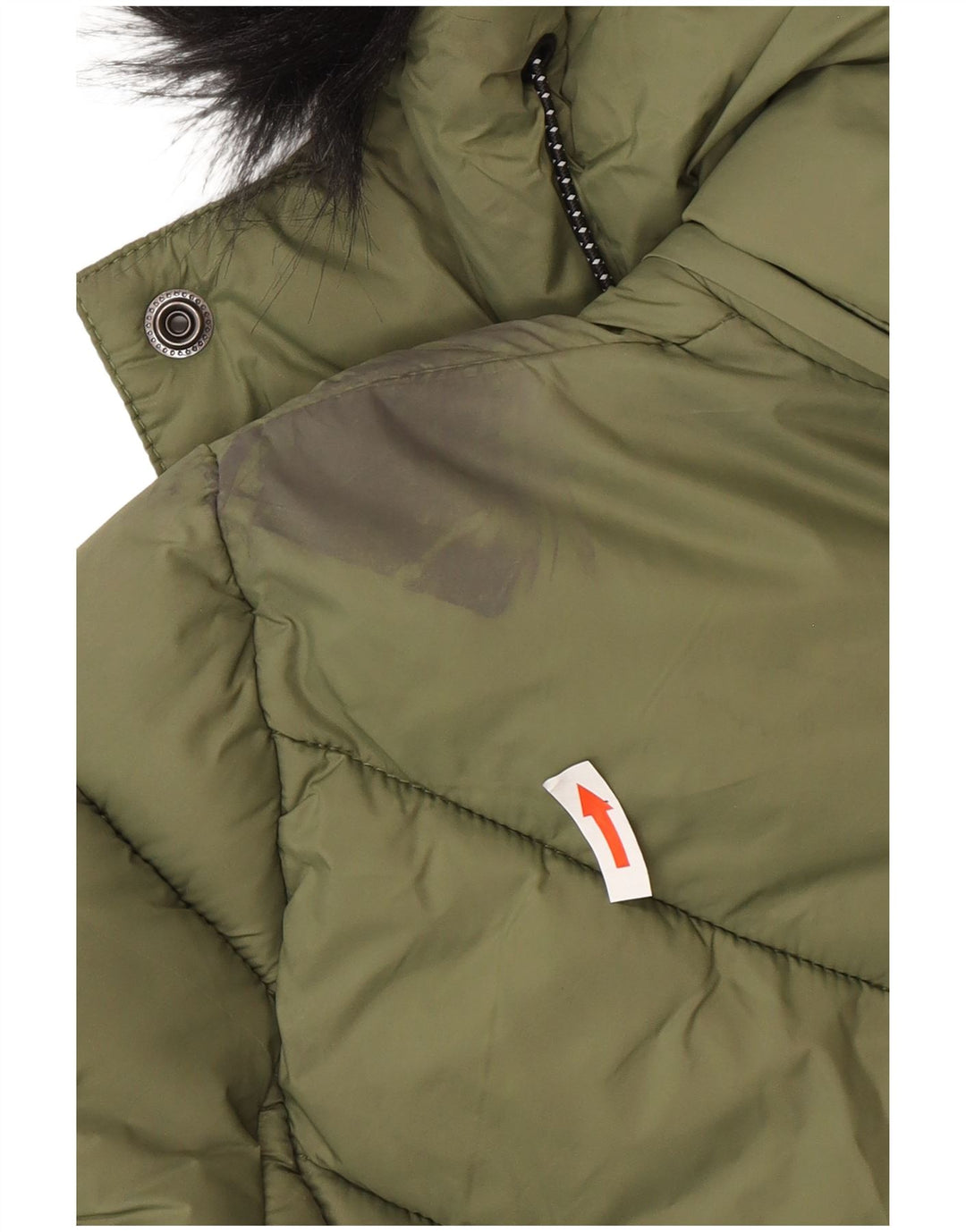 Superdry Wattierte Jacke mit Kapuze für Damen, UK 8, Small, grünes Nylon