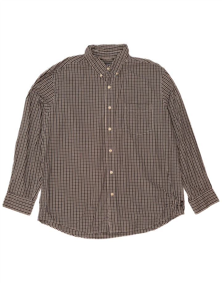 Chaps Herrenhemd XL, schwarze Gingham-Baumwolle