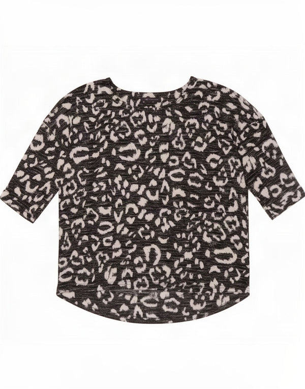 Marks & Spencer Damen-Top, 3/4-Ärmel, UK-Größe 16, Größe L, Schwarz, Tiermuster