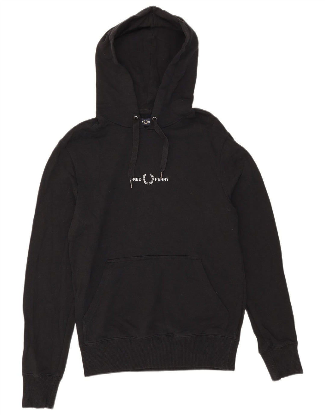 Fred Perry Herren-Kapuzenpullover mit Grafik, Größe S, schwarze Baumwolle