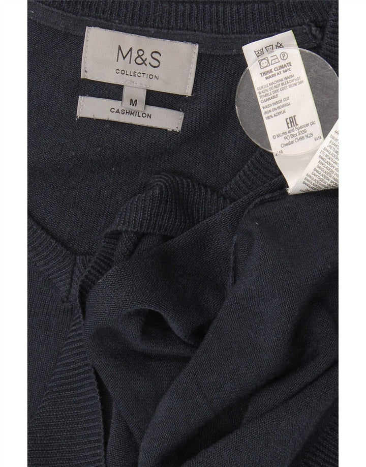 Marks & Spencer Herren-Pullover mit V-Ausschnitt, Mittelblau, Acryl