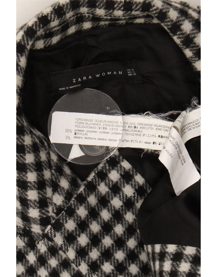 ZARA Womens Double Breasted Coat UK 18 XL Black Gingham Vintage Zara and Second-Hand Zara from Messina Hembry 