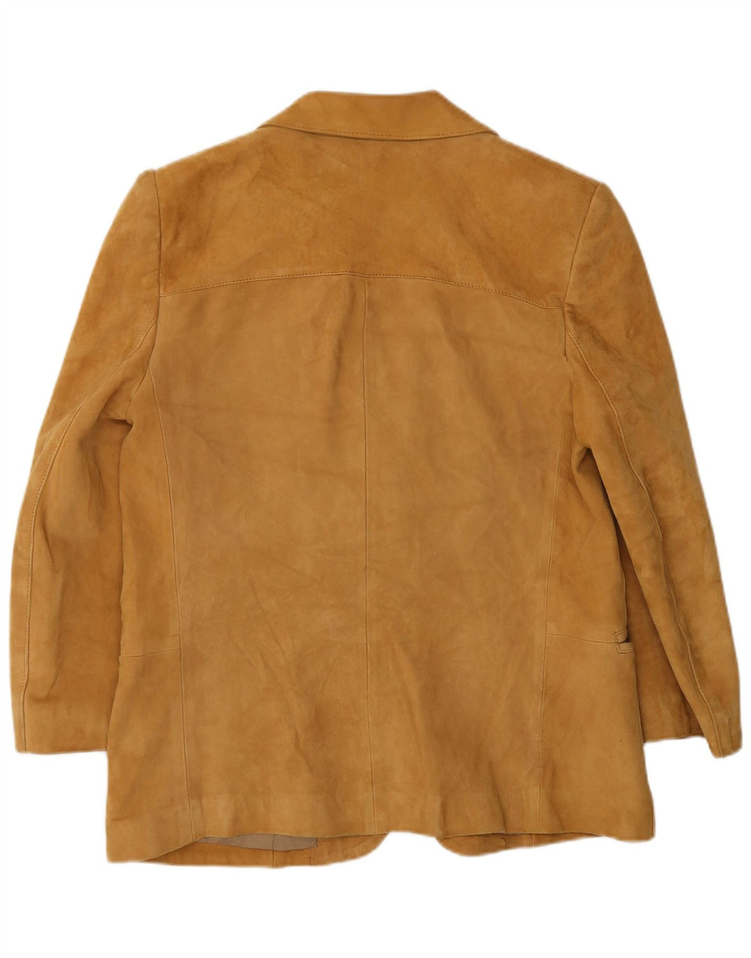 Monpel Damen 2-Knopf-Wildleder-Blazerjacke IT 48 XL Beige Leder