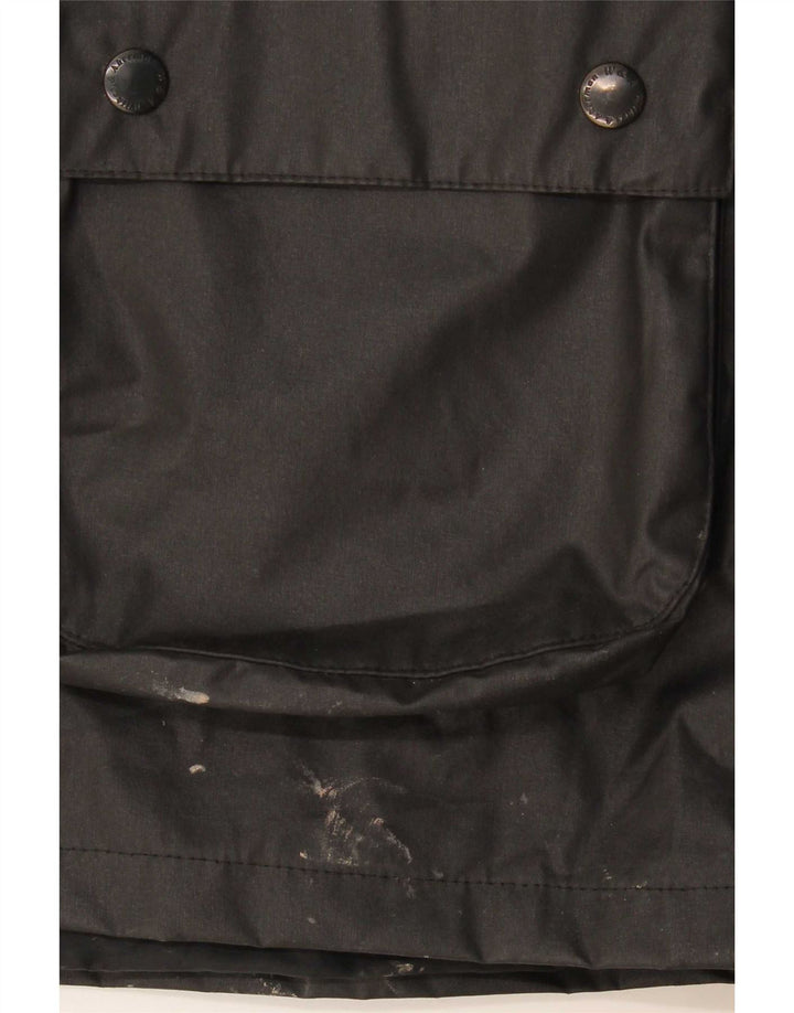 Wikes & Akerman Herrenjacke aus gewachster Baumwolle, UK 42, XL, Schwarz, Polyester