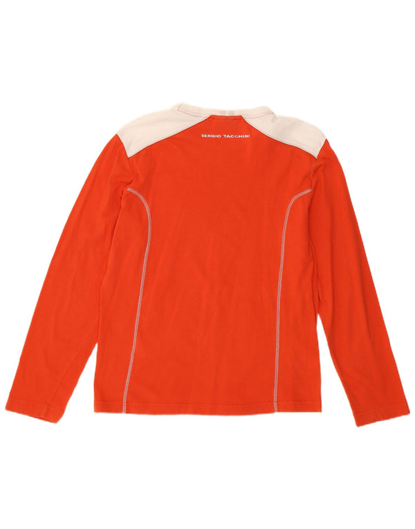 Sergio Tacchini Damen Top Langarm UK 8 Small Orange Colourblock Sports