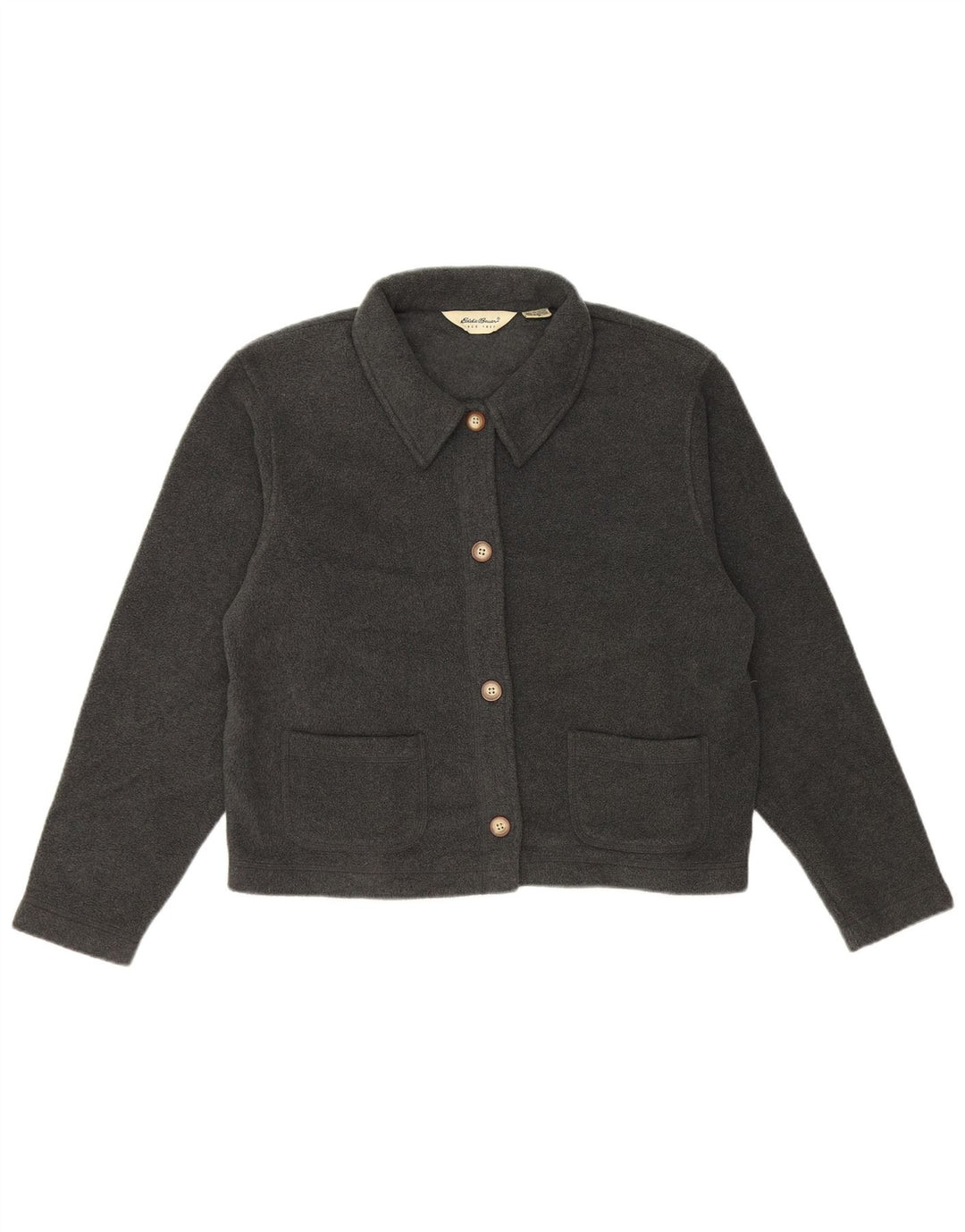 EDDIE BAUER Damen Crop Übergroße Fleecejacke UK 10 Small Grau Polyester