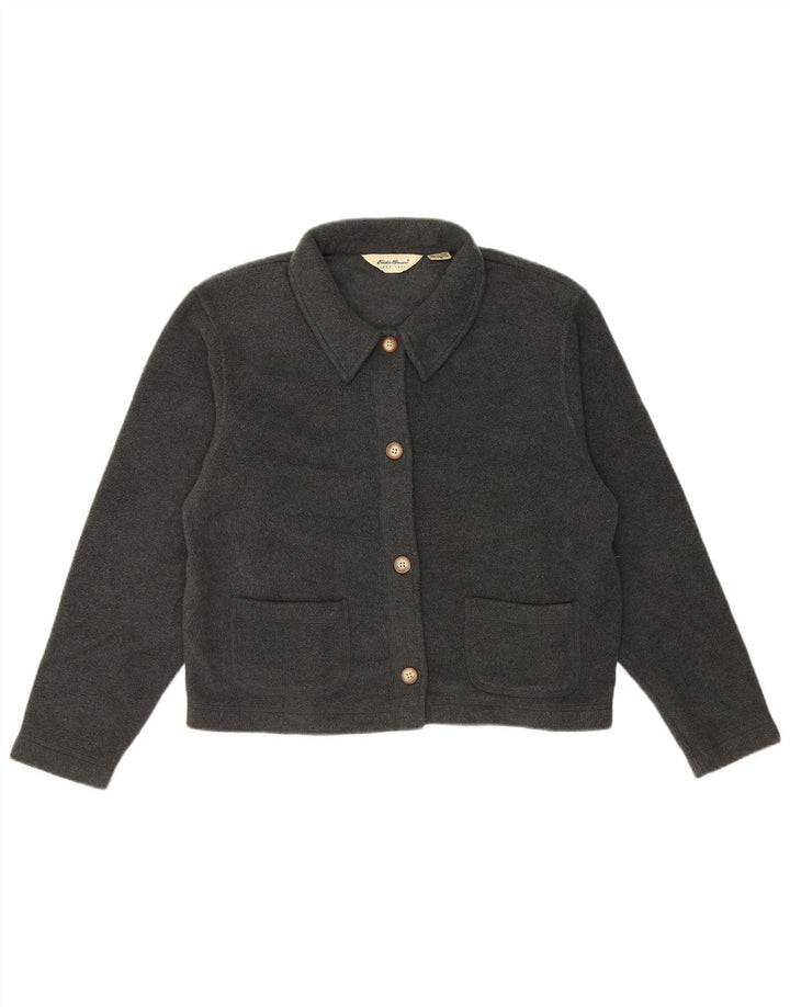 EDDIE BAUER Damen Crop Übergroße Fleecejacke UK 10 Small Grau Polyester