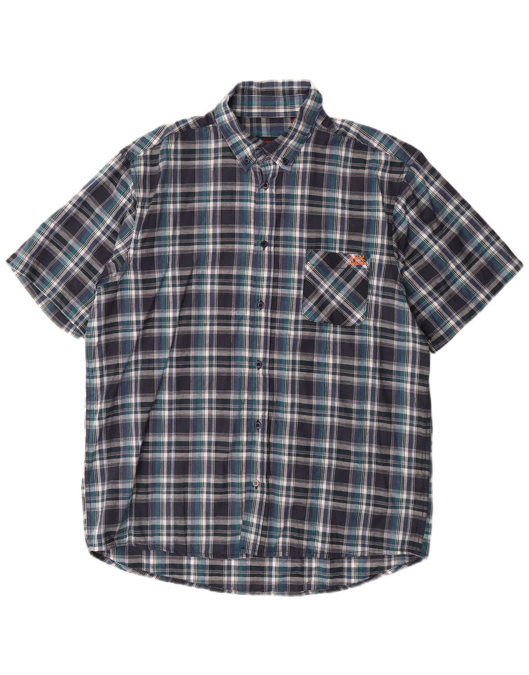 Avirex Herren Kurzarmhemd 2XL Marineblau kariert Baumwolle