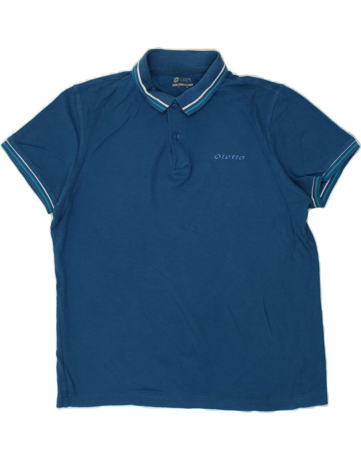 LOTTO Mens Polo Shirt Large Blue Cotton Vintage Lotto and Second-Hand Lotto from Messina Hembry 