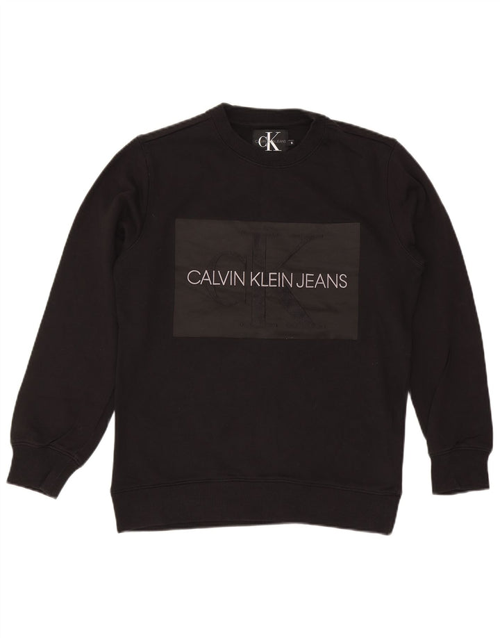 Calvin Klein Jeans Herren-Sweatshirt mit Grafik, Größe S, schwarze Baumwolle