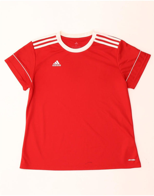 ADIDAS Damen Climalite T-Shirt Top UK 20/22 XL Rot Polyester