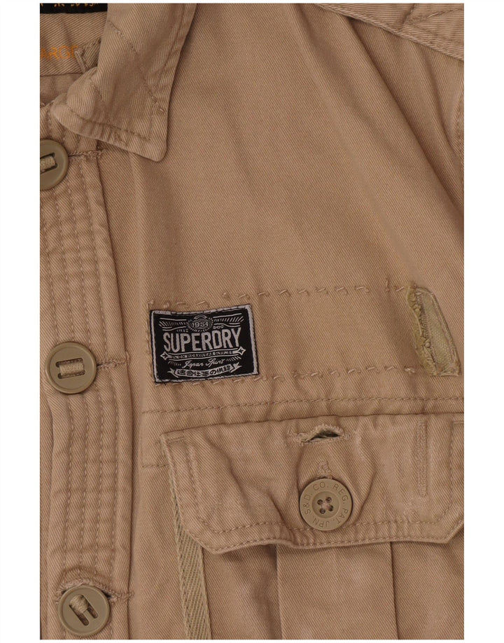 Superdry Herren-Militärhemd, Größe L, Beige, Baumwolle