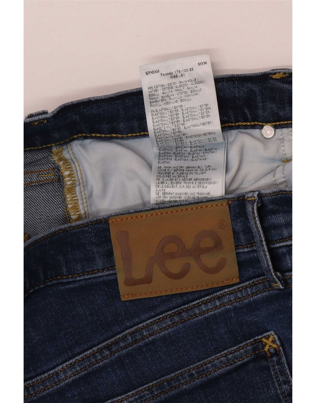 Lee Herren Daren Zip Fly Straight Jeans W34 L32 Blaue Baumwolle