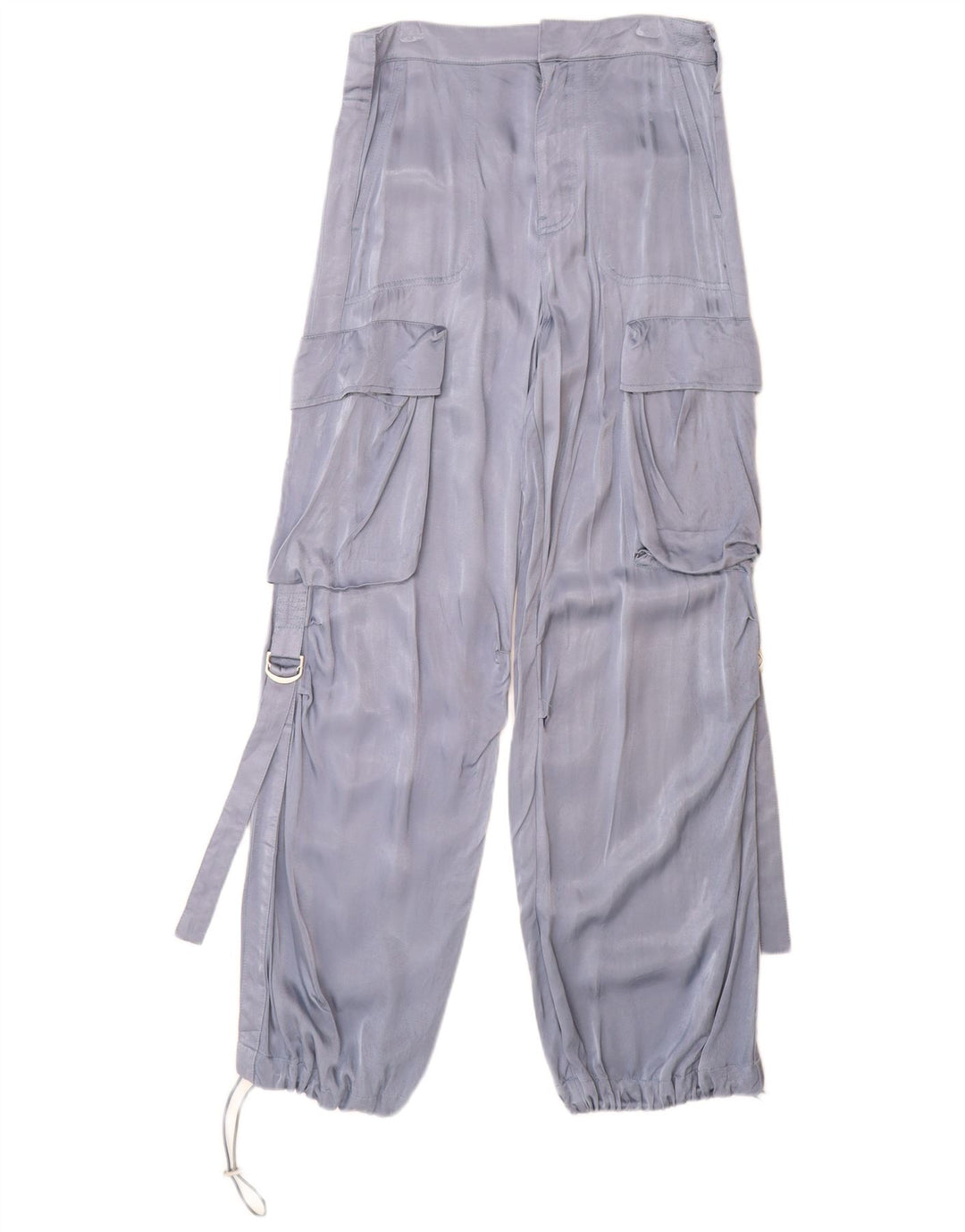 ZARA Damen Gerade Cargohose XS W24 L30 Blaue Viskose