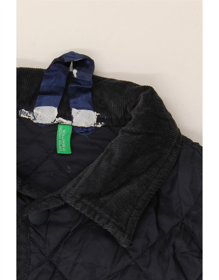 BENETTON Boys Quilted Jacket 8-9 Years Large Navy Blue Polyamide Vintage Benetton and Second-Hand Benetton from Messina Hembry 
