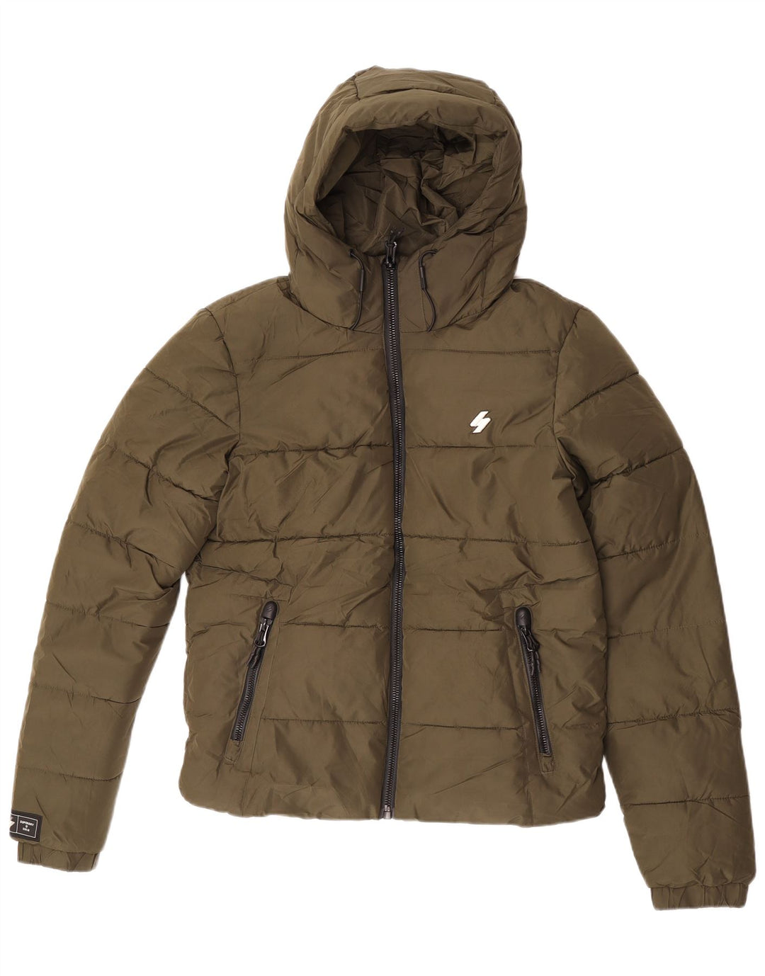 Superdry Herren-Kapuzenjacke, wattiert, UK 36, Größe S, Khaki, Polyester