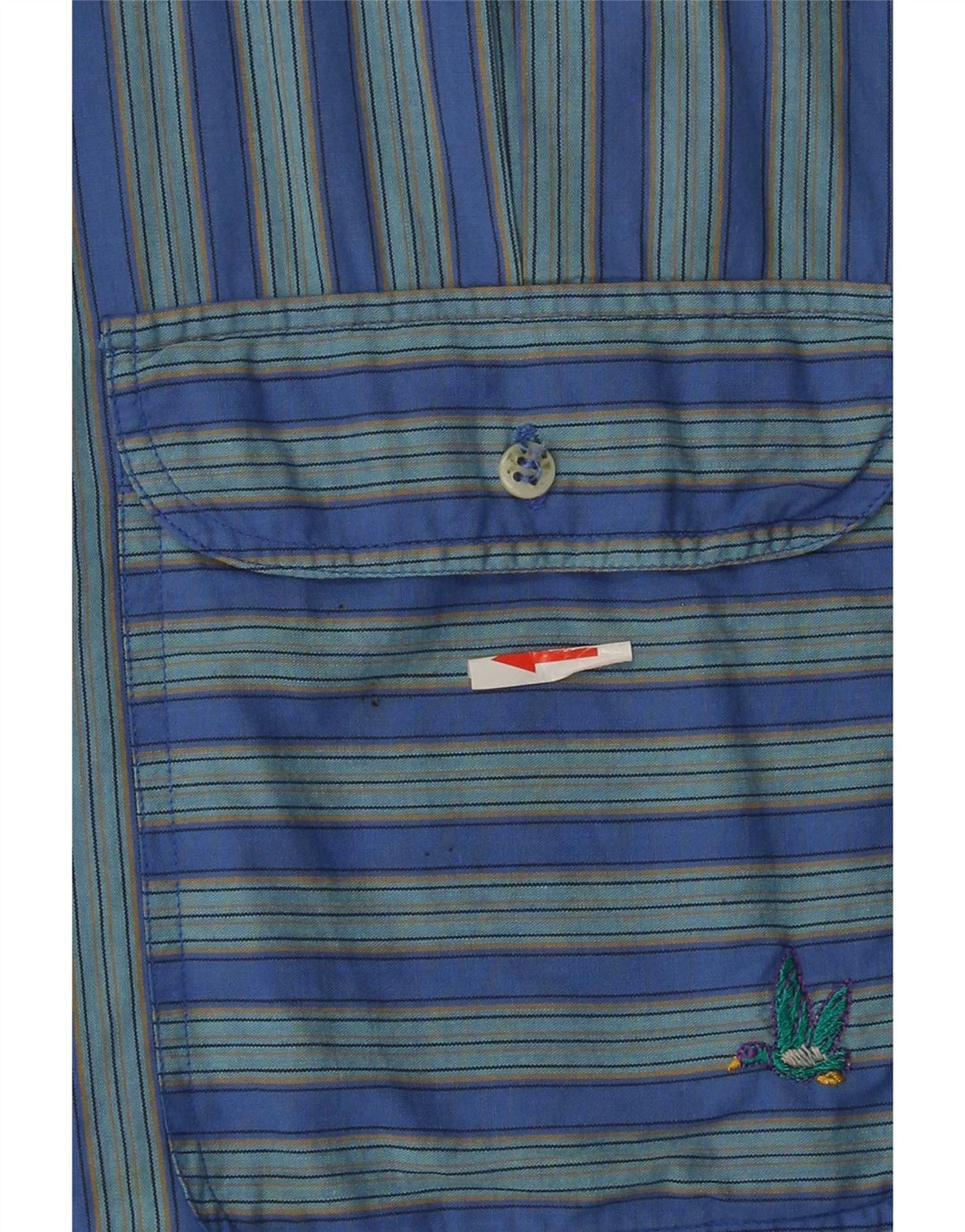 Vintage Herren Kurzarmhemd Große blau gestreifte Baumwolle