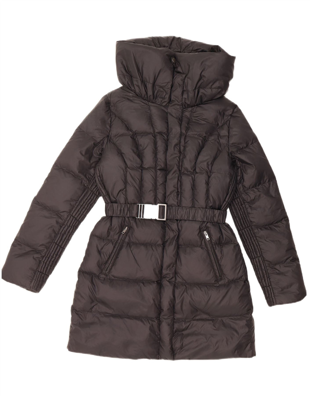 BENETTON Womens Padded Coat UK 12 Medium Black Polyamide