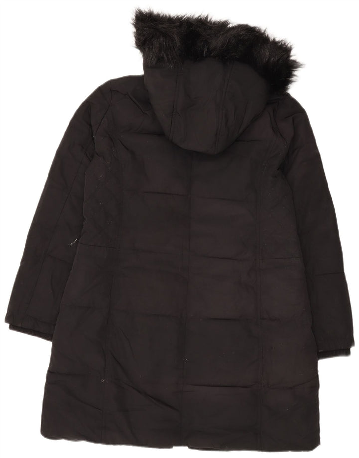 Laura Ashley Wattierter Damenmantel mit Kapuze, UK 12, Mittelschwarz, Polyester
