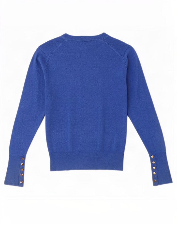 Zara Damen-Pullover mit U-Boot-Ausschnitt, UK 12, mittelblaue Viskose