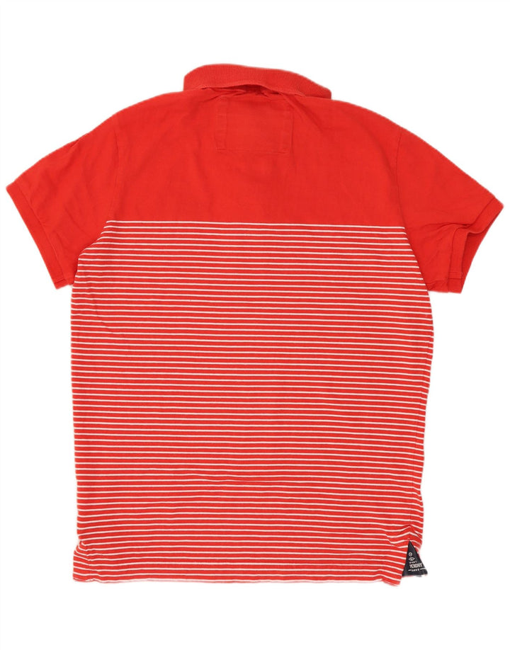 Superdry Herren-Poloshirt aus mittelroter, gestreifter Baumwolle