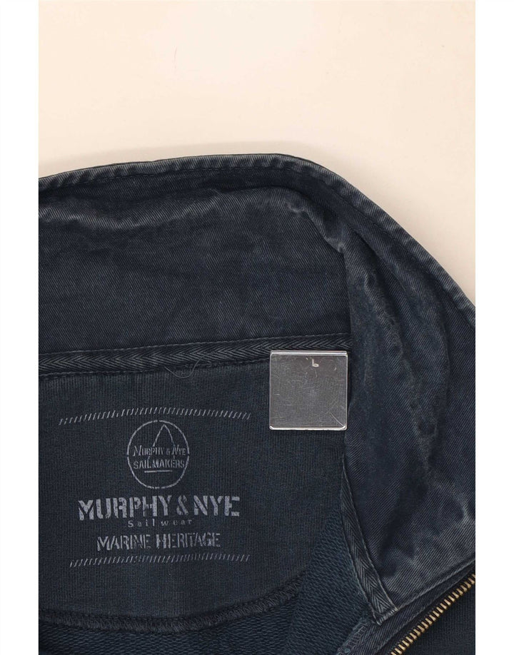 Murphy & Nye Herren-Sweatshirt mit Reißverschluss am Hals, groß, aus marineblauer Baumwolle