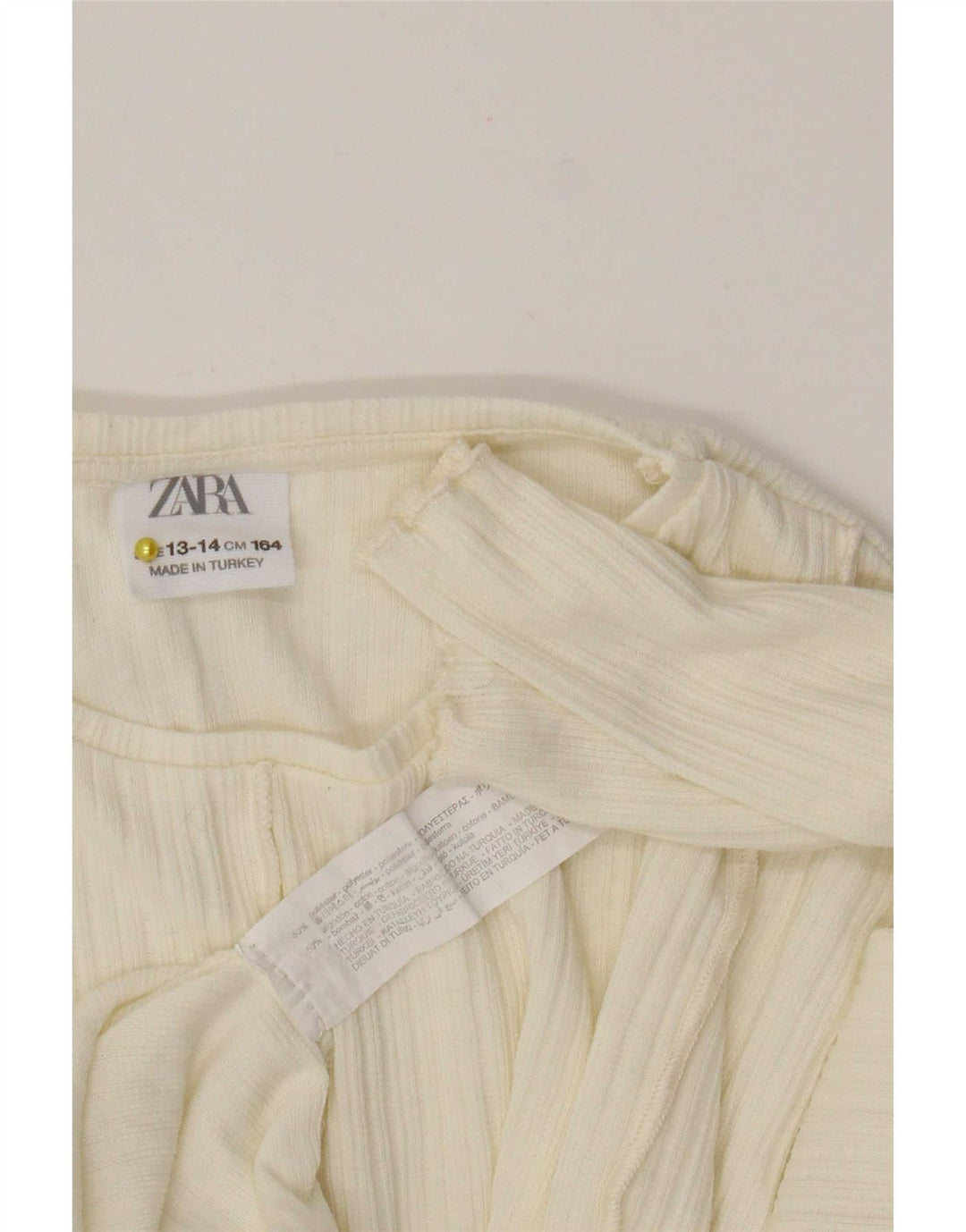 Zara Mädchen-Top, langärmelig, 13–14 Jahre, weißes Polyester