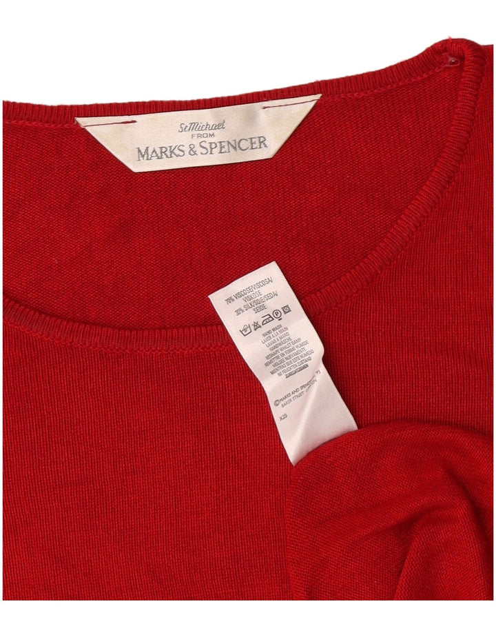Marks & Spencer Damen T-Shirt Top UK 14 Large Rote Viskose