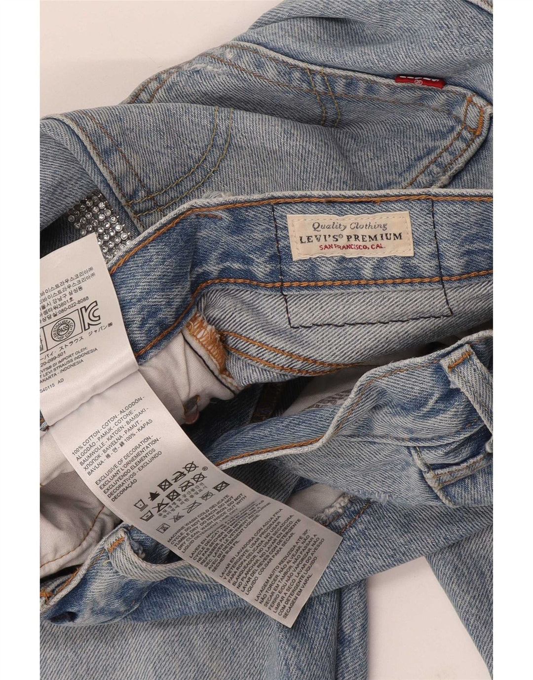 Levi's Damen 501 Distressed Straight Jeans W29 L28 Blaue Baumwolle