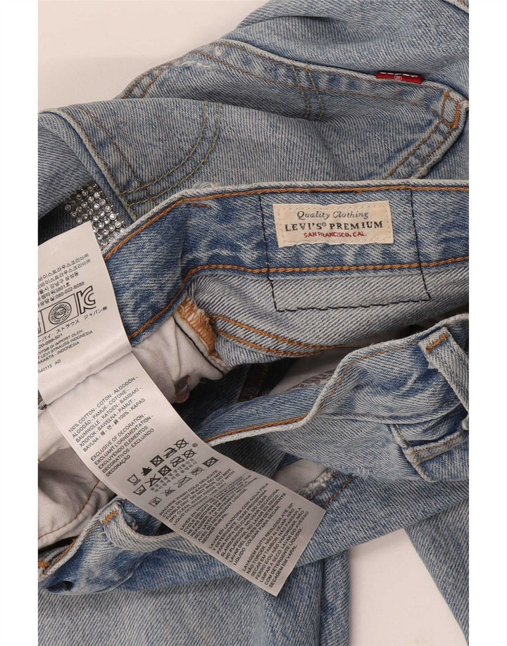 Levi's Damen 501 Distressed Straight Jeans W29 L28 Blaue Baumwolle