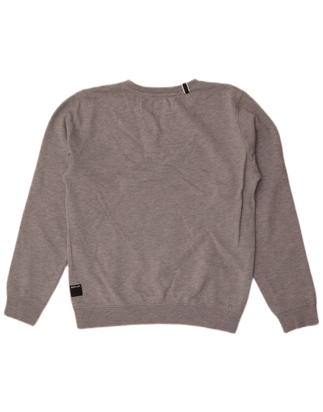 Replay Herren-Sweatshirt mit grafischem Muster, mittelgrau gesprenkelte Baumwolle