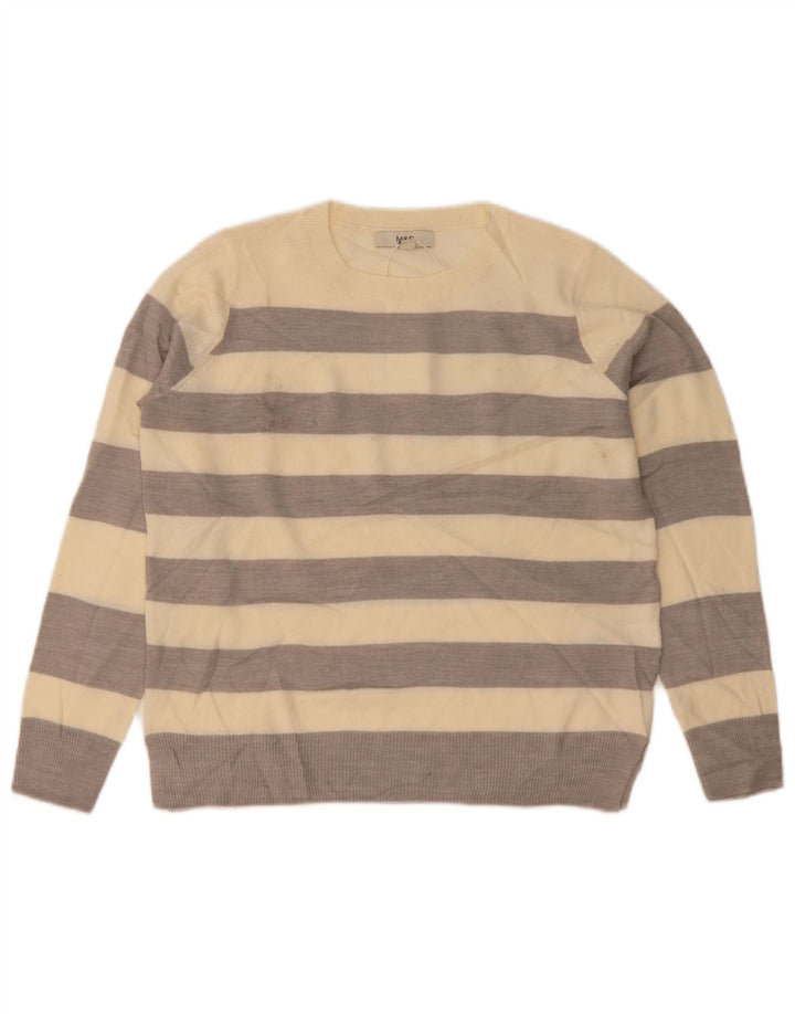 Marks & Spencer Damen-Pullover mit Rundhalsausschnitt, Gr. 10, Größe S, Beige, gestreift