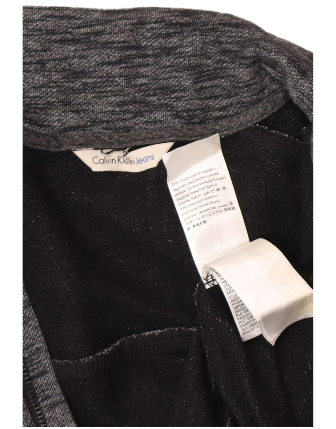 CALVIN KLEIN JEANS Herren-Trainingsanzug, Oberteil, Jacke, groß, grau gefleckte Baumwolle