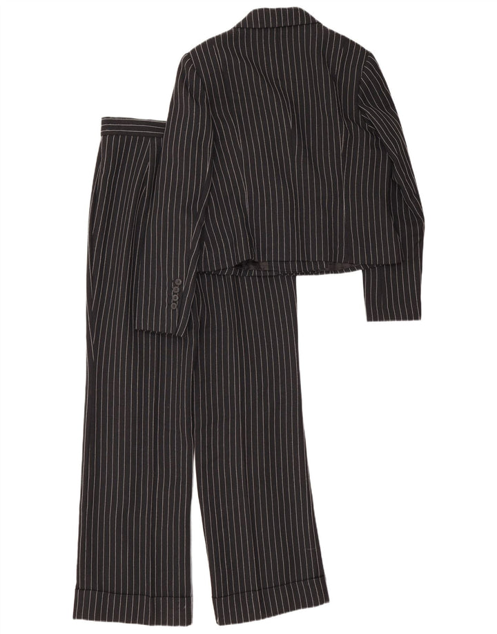 Vintage Damen 2-teiliger Anzug UK 12 Medium W28 L30 Schwarz gestreift