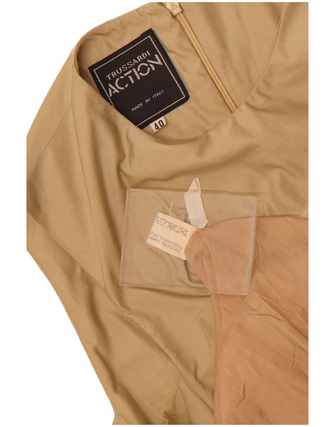 Trussardi Damen Ärmelloses Etuikleid IT 40 Small Beige Polyamid