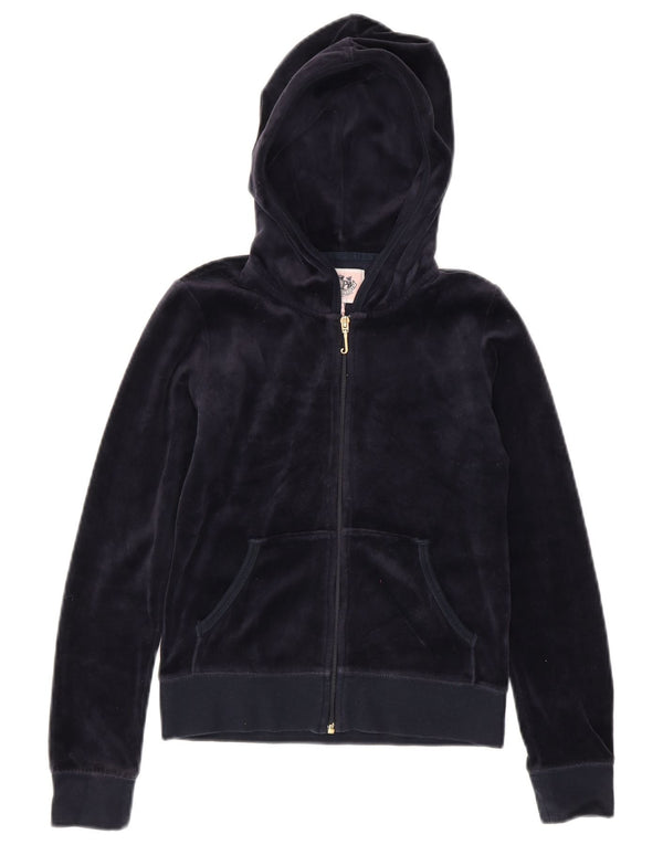 Juicy Couture Kapuzenpullover mit grafischem Reißverschluss für Mädchen, 8–9 Jahre, Größe L, Marineblau