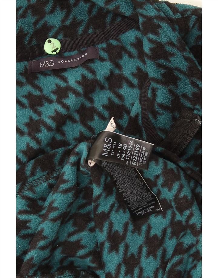 Marks & Spencer Damen Fleecejacke UK 18 XL Türkis Hahnentrittmuster