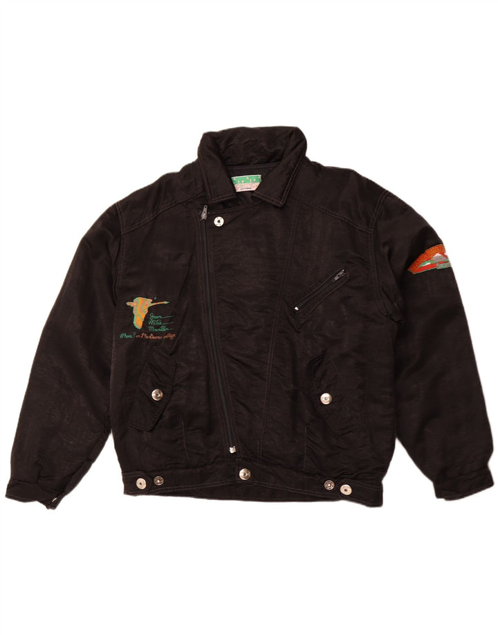 DERNIC Herren Bomberjacke Alaska Naval Base mit Grafik, UK 40, Größe L, Schwarz, 80er Jahre