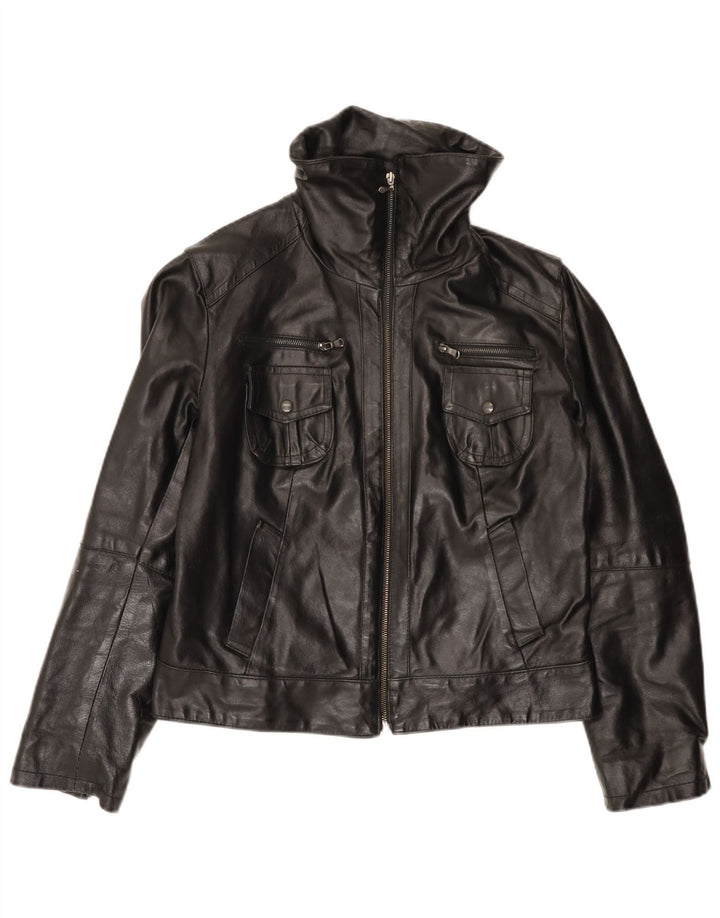 Conbipel Damen Lederjacke IT 48 XL Schwarzes Leder