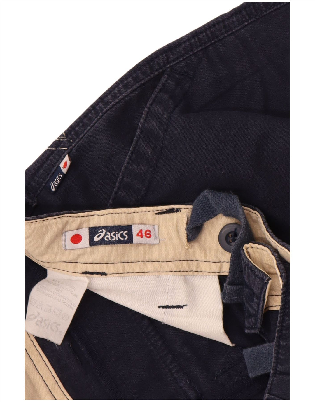 Asics Herren Cargo Shorts IT 46 Small W30 Marineblau Baumwolle
