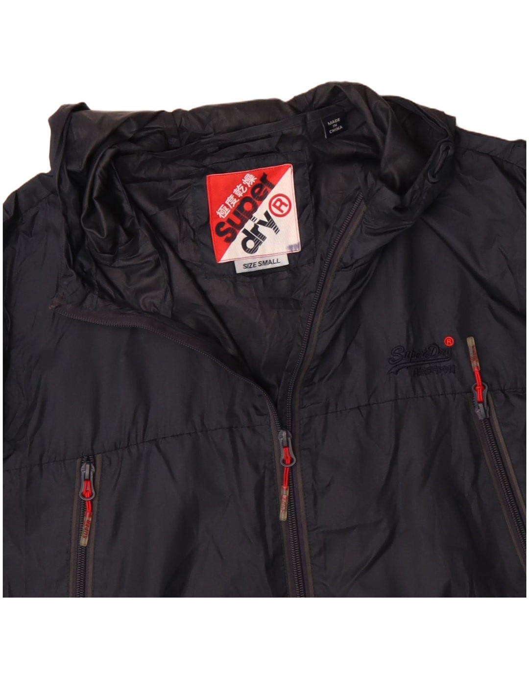SUPERDRY Herren-Regenjacke mit Kapuze, Größe 36, Marineblau