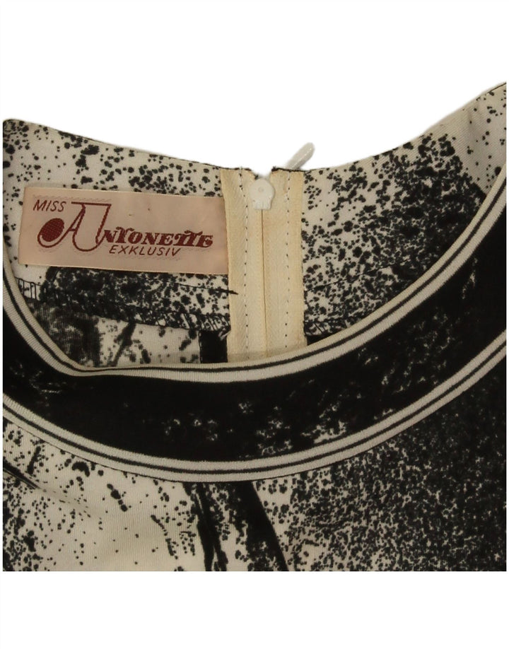 Antonette Damen-Maxikleid mit abstraktem Muster, langärmlig, Größe S, Schwarz