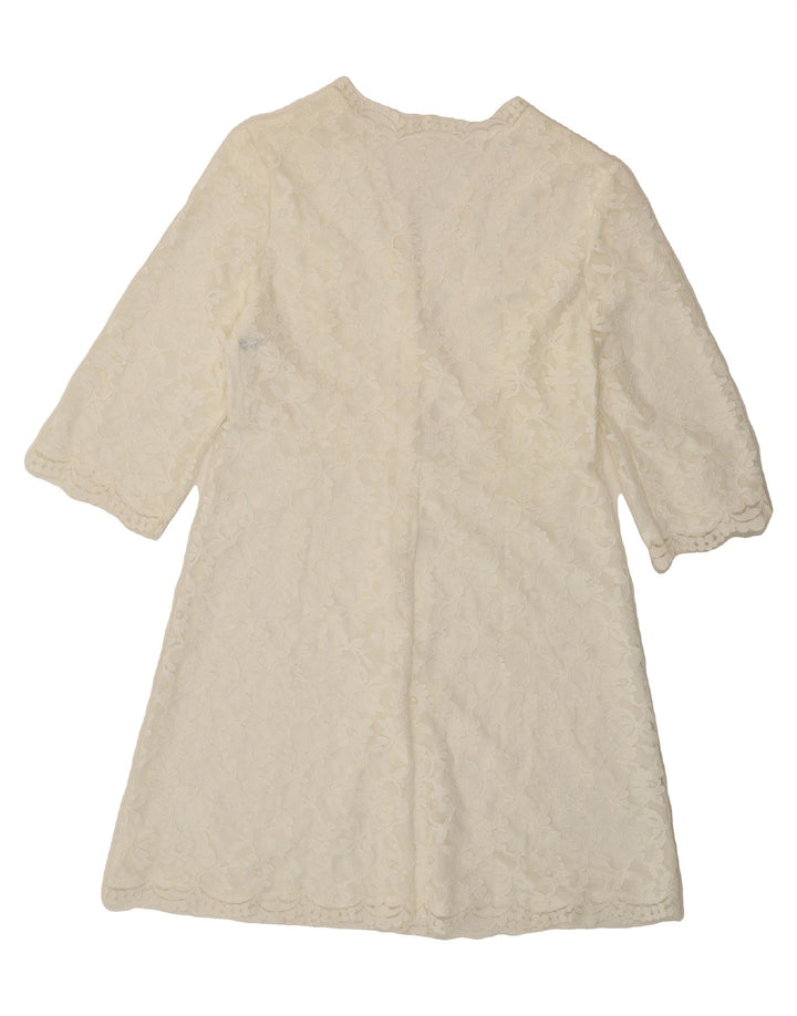 VINTAGE Womens Longline Lace Cardigan Top UK 14 Medium White Polyamide Vintage Vintage and Second-Hand Vintage from Messina Hembry 