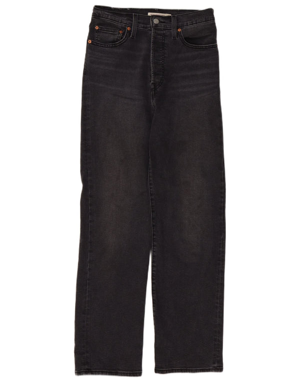 Levi's Damen Ribcage Straight Jeans W27 L31 Schwarze Baumwolle