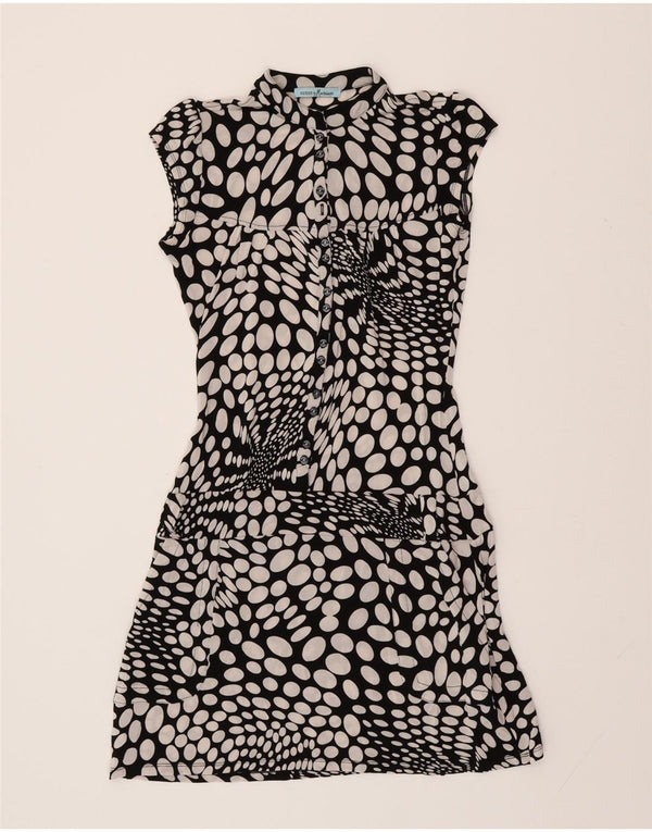 GUESS BY MARCIANO Damen Kleid mit tiefer Taille UK 12 Medium Schwarz gepunktet